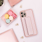 Apple iPhone 15 Plus Coque LEATHER Case Kickstand Rose