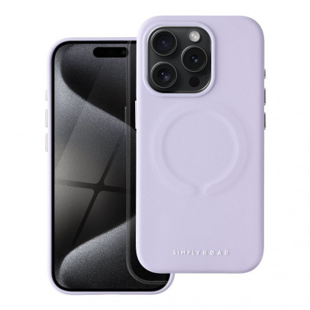 Apple iPhone 15 Pro Coque Roar Leather Mag Élégant  MagSAFE  Violet (Purple)