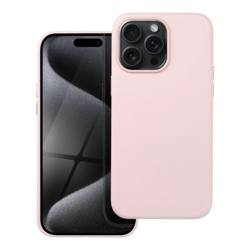 Apple iPhone 15 Pro Max Coque Leather Mag Cover Élégant  MagSAFE  Rose sable