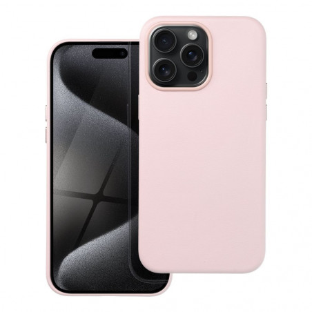 Apple iPhone 15 Pro Max Coque Leather Mag Cover Élégant  MagSAFE  Rose sable