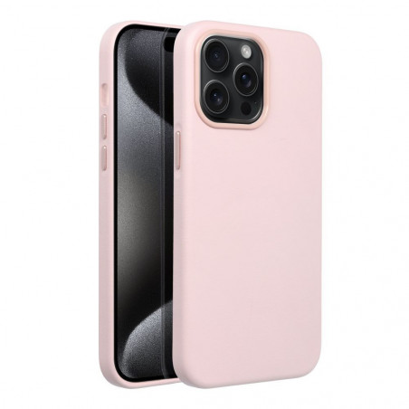 Apple iPhone 15 Pro Max Coque Leather Mag Cover Élégant  MagSAFE  Rose sable