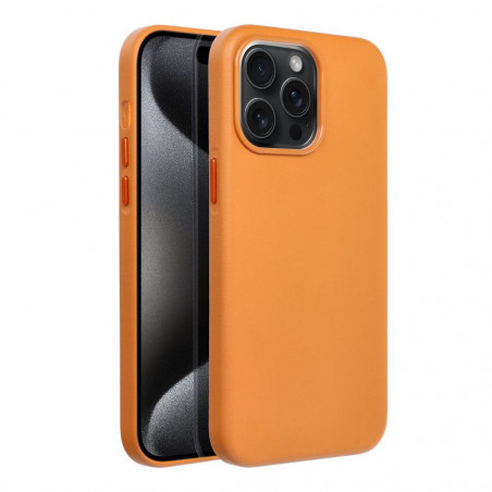 Apple iPhone 15 Pro Max Coque Leather Mag Cover Élégant  MagSAFE  Orange