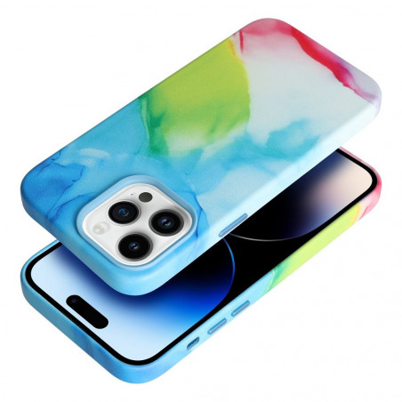 Apple iPhone 15 Pro Coque Leather Mag Cover Élégant  MagSAFE  Tâche de couleur