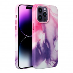 Apple iPhone 15 Pro Max Coque Leather Mag Cover Élégant  MagSAFE  Éclaboussure violette
