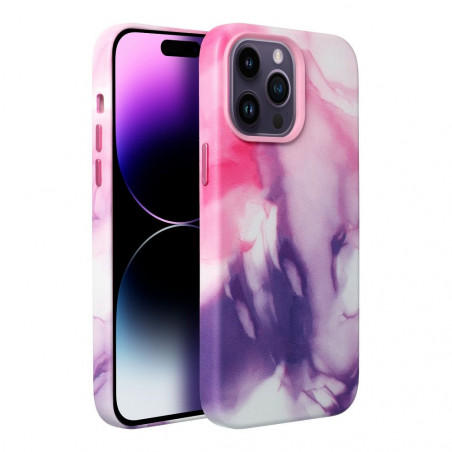 Apple iPhone 15 Pro Max Coque Leather Mag Cover Élégant  MagSAFE  Éclaboussure violette