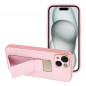 Apple iPhone 15 Coque LEATHER Case Kickstand Rose