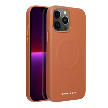 Apple iPhone 13 Pro Max Coque Roar Leather Mag Élégant  MagSAFE  Brun