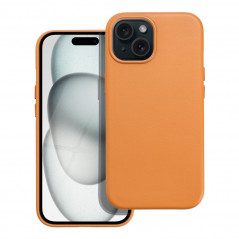 Apple iPhone 15 Coque Leather Mag Cover Élégant  MagSAFE  Orange