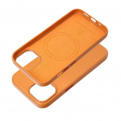 Apple iPhone 15 Coque Leather Mag Cover Élégant  MagSAFE  Orange