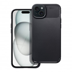 Apple iPhone 15 Coque Carbon premium Élégant  Noir