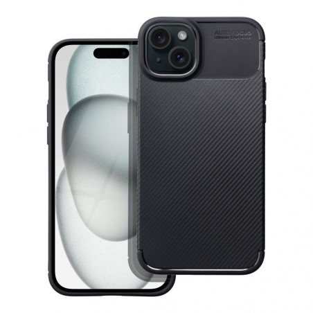 Apple iPhone 15 Coque Carbon premium Élégant  Noir