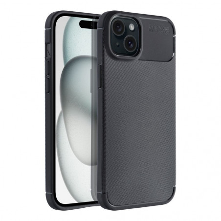 Apple iPhone 15 Coque Carbon premium Élégant  Noir