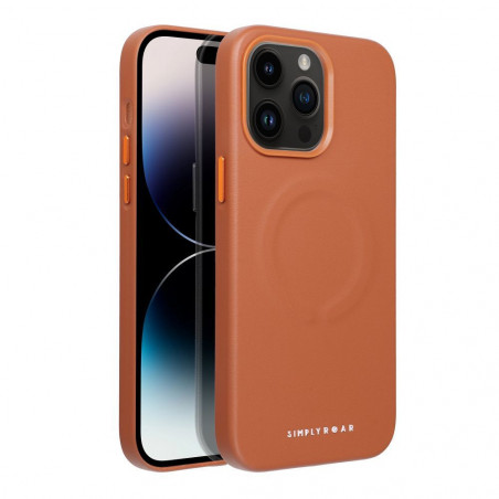 Apple iPhone 14 Pro Max Coque Roar Leather Mag Élégant  MagSAFE  Brun