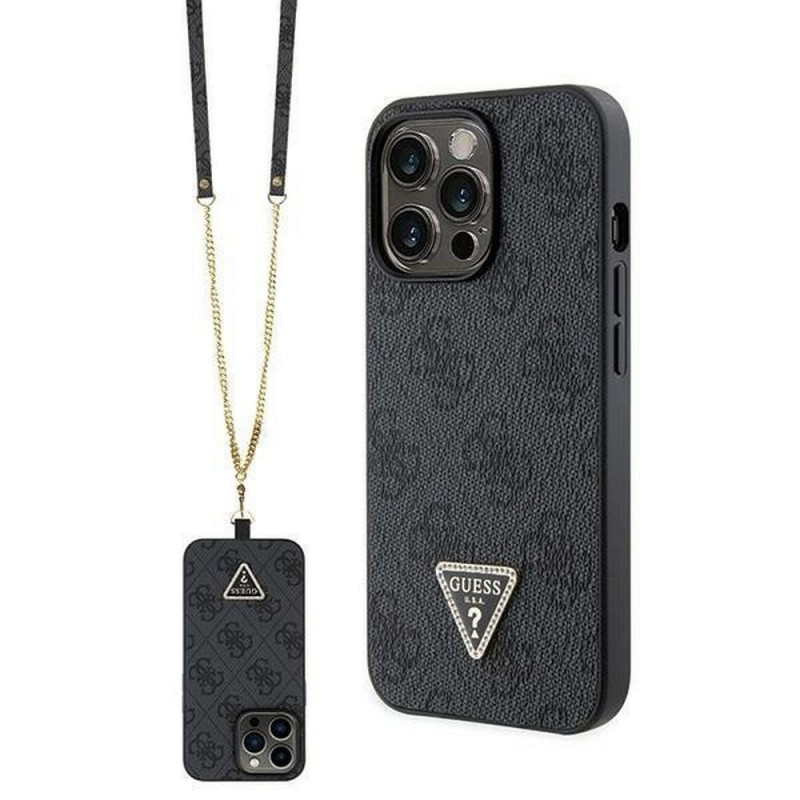 Apple iPhone 13 Pro Coque Guess Metal Logo Starss Crossbody Élégant  Noir