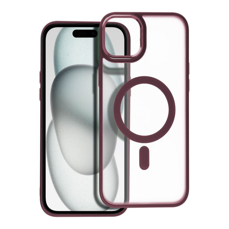Apple iPhone 15 Plus Coque Matte Mag Cove MagSAFE  Rouge prune