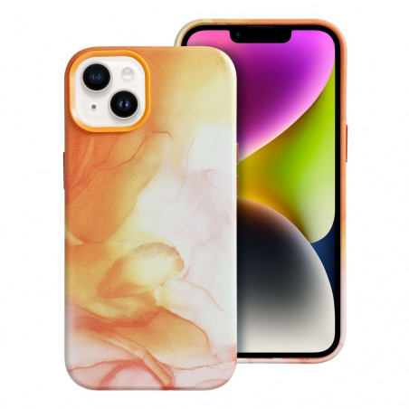 Apple iPhone 14 Coque Leather Mag Cover Élégant  MagSAFE  Éclaboussure d'orange