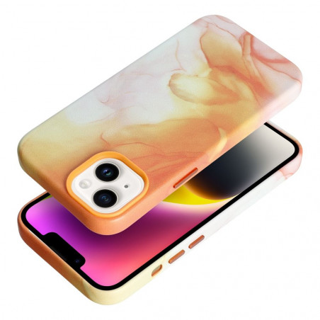 Apple iPhone 14 Coque Leather Mag Cover Élégant  MagSAFE  Éclaboussure d'orange