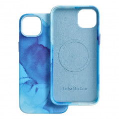 Apple iPhone 14 Plus Coque Leather Mag Cover Élégant  MagSAFE  Éclaboussure bleue