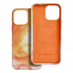 Apple iPhone 13 Pro Max Coque Leather Mag Cover Élégant  MagSAFE  Éclaboussure d'orange