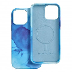Apple iPhone 13 Pro Max Coque Leather Mag Cover Élégant  MagSAFE  Éclaboussure bleue