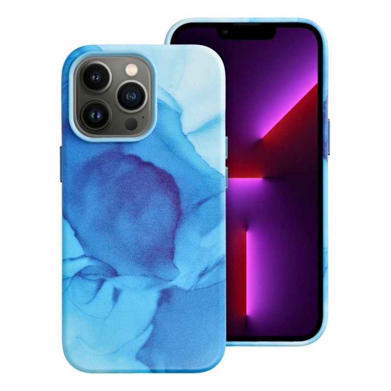 Apple iPhone 13 Pro Coque Leather Mag Cover Élégant  MagSAFE  Éclaboussure bleue