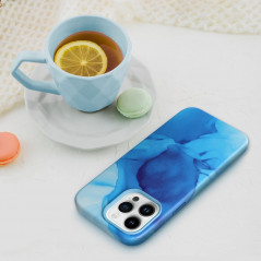 Apple iPhone 12 Coque Leather Mag Cover Élégant  MagSAFE  Éclaboussure bleue