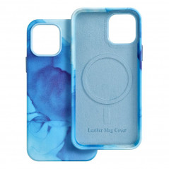 Apple iPhone 12 Coque Leather Mag Cover Élégant  MagSAFE  Éclaboussure bleue