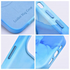 Apple iPhone 12 Coque Leather Mag Cover Élégant  MagSAFE  Éclaboussure bleue