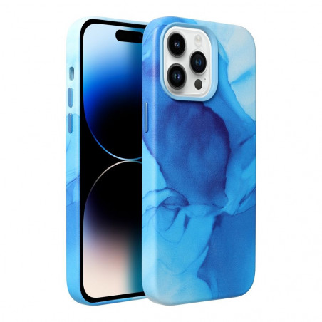 Apple iPhone 12 Pro Max Coque Leather Mag Cover Élégant  MagSAFE  Éclaboussure bleue