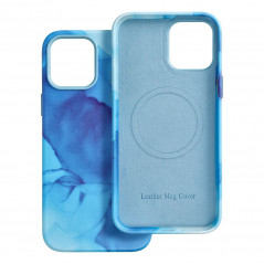 Apple iPhone 12 Pro Max Coque Leather Mag Cover Élégant  MagSAFE  Éclaboussure bleue