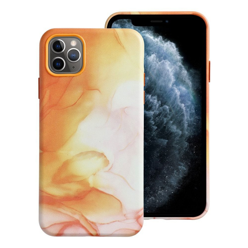 Apple iPhone 11 Pro Max Coque Leather Mag Cover Élégant  MagSAFE  Éclaboussure d'orange