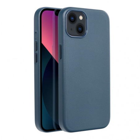 Apple iPhone 13 Coque Leather Mag Cover Élégant  MagSAFE  Bleu indigo