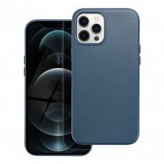 Apple iPhone 12 Pro Max Coque Leather Mag Cover Élégant  MagSAFE  Bleu indigo