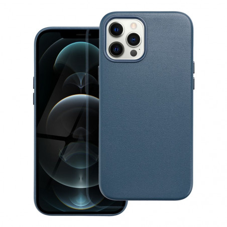 Apple iPhone 12 Pro Max Coque Leather Mag Cover Élégant  MagSAFE  Bleu indigo