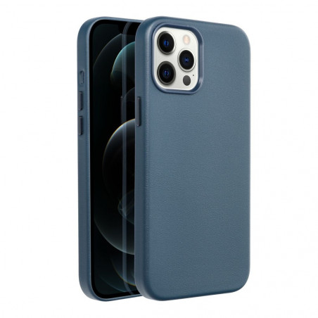 Apple iPhone 12 Pro Max Coque Leather Mag Cover Élégant  MagSAFE  Bleu indigo