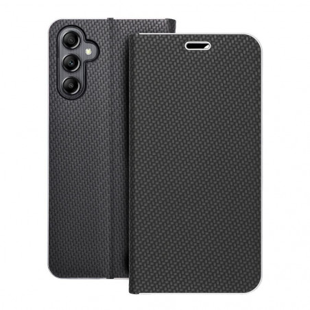 Samsung Galaxy A14 LTE Portefeuilles LUNA Book Carbon Fibre de carbone, Élégant  Noir