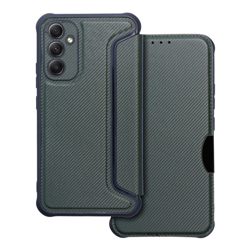 Samsung Galaxy A34 Portefeuilles Razor Book Fibre de carbone, Modèle de carbone  Vert foncé