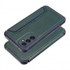 Samsung Galaxy A34 Portefeuilles Razor Book Fibre de carbone, Modèle de carbone  Vert foncé
