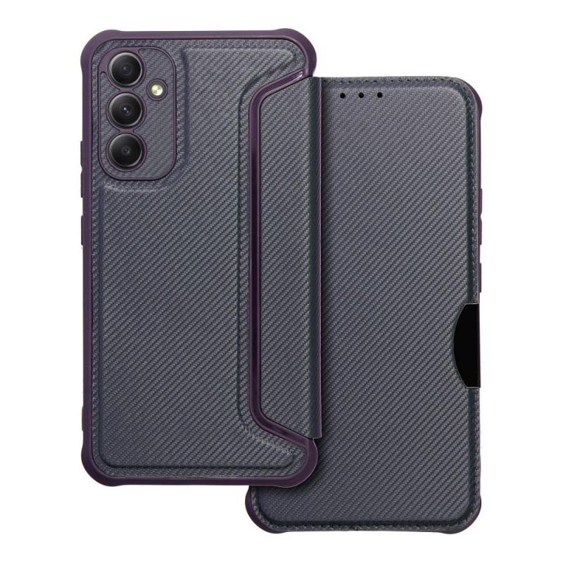 Samsung Galaxy A34 Portefeuilles Razor Book Fibre de carbone, Modèle de carbone  Bleu