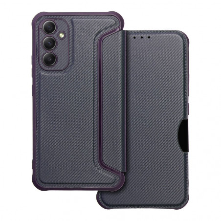 Samsung Galaxy A34 Portefeuilles Razor Book Fibre de carbone, Modèle de carbone  Bleu