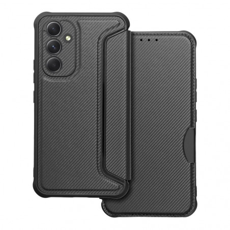 Samsung Galaxy A54 Portefeuilles Razor Book Fibre de carbone, Modèle de carbone  Noir