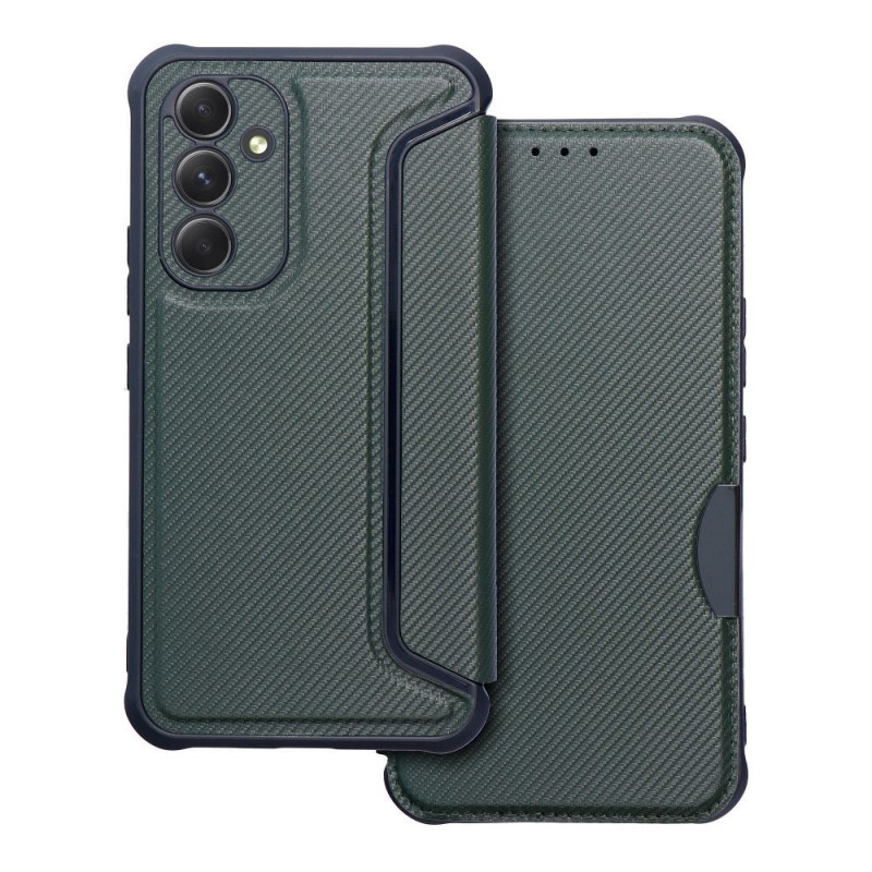 Samsung Galaxy A54 Portefeuilles Razor Book Fibre de carbone, Modèle de carbone Vert foncé Samsung Galaxy A54 Portefeuilles Razor Book Fibre de carbone, Modèle de carbone Vert foncé