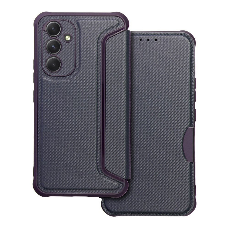 Samsung Galaxy A54 Portefeuilles Razor Book Fibre de carbone, Modèle de carbone Bleu Samsung Galaxy A54 Portefeuilles Razor Book Fibre de carbone, Modèle de carbone Bleu