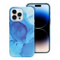 Apple iPhone 14 Pro Max Coque Leather Mag Cover Élégant  MagSAFE  Éclaboussure bleue