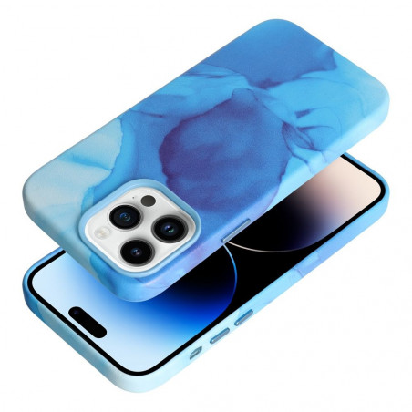 Apple iPhone 14 Pro Max Coque Leather Mag Cover Élégant  MagSAFE  Éclaboussure bleue