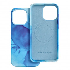 Apple iPhone 14 Pro Max Coque Leather Mag Cover Élégant  MagSAFE  Éclaboussure bleue