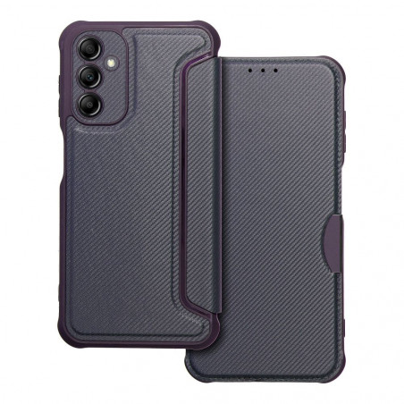 Samsung Galaxy A14 LTE Portefeuilles Razor Book Fibre de carbone, Modèle de carbone  Bleu