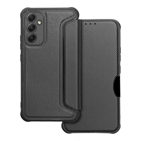 Samsung Galaxy A34 Portefeuilles Razor Book Fibre de carbone, Modèle de carbone  Noir