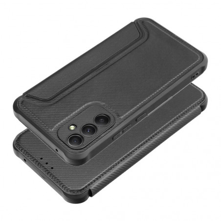Samsung Galaxy A34 Portefeuilles Razor Book Fibre de carbone, Modèle de carbone  Noir