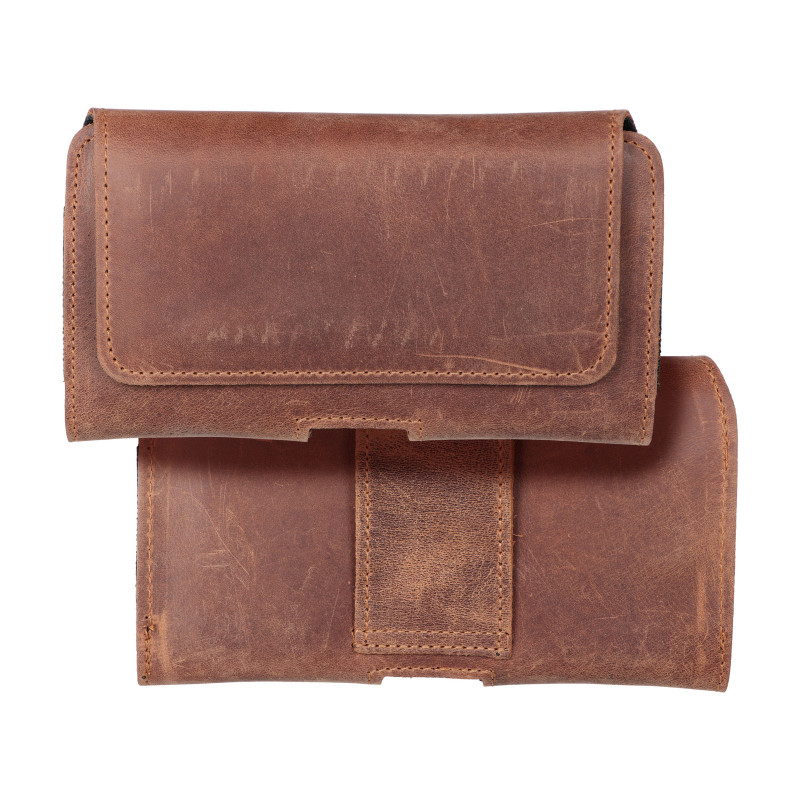 Apple iPhone 12 mini Etui universel, Étuis horizontaux, Étui de ceinture ROYAL Crazy Horse Brun 